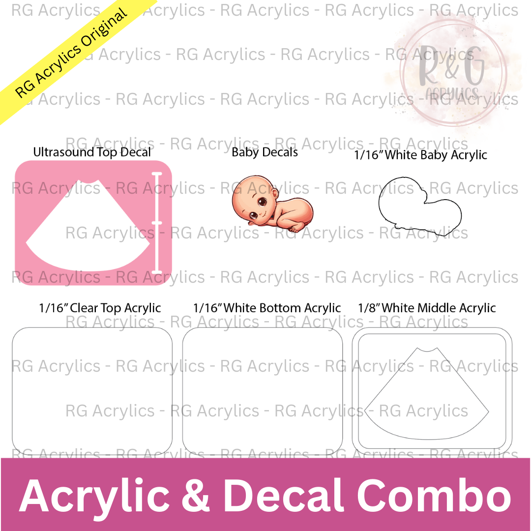 Baby Ultrasound - 3D Shaker Acrylic & Decal COMBO