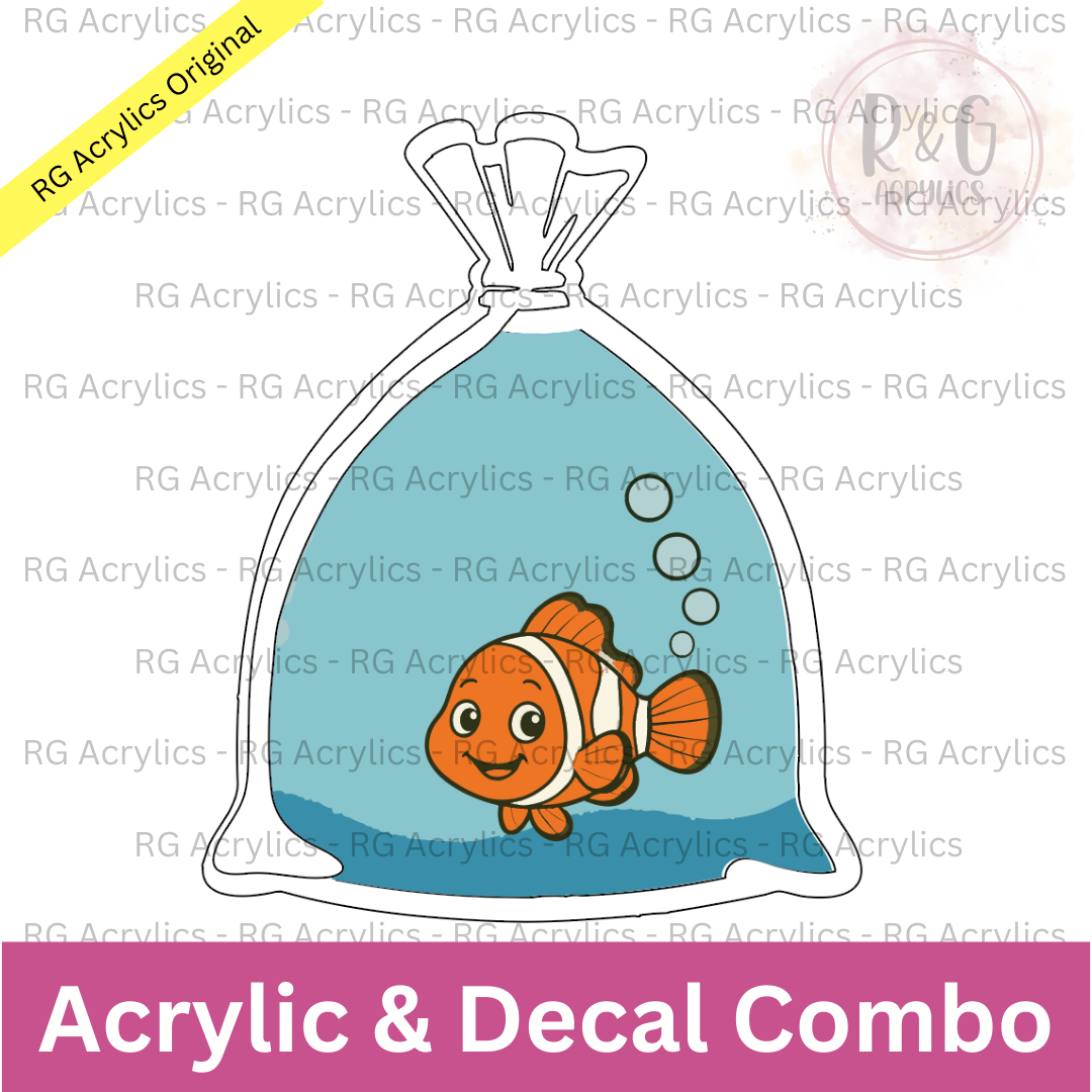 Fish In Bag - 3D Shaker Acrylic & Decal COMBO