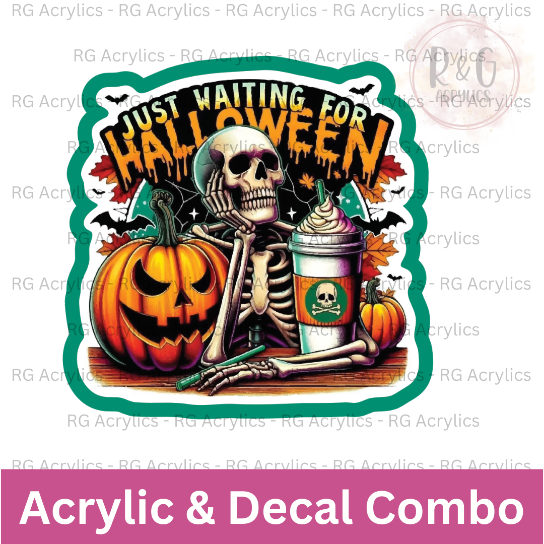 Just Waiting For Halloween | Acrylic Blank & Vinyl Decal COMBO