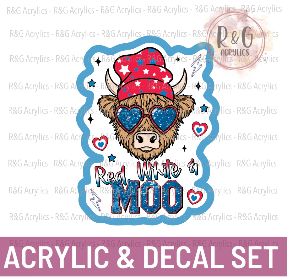 Red White & Moo | Acrylic Blank & Vinyl Decal COMBO