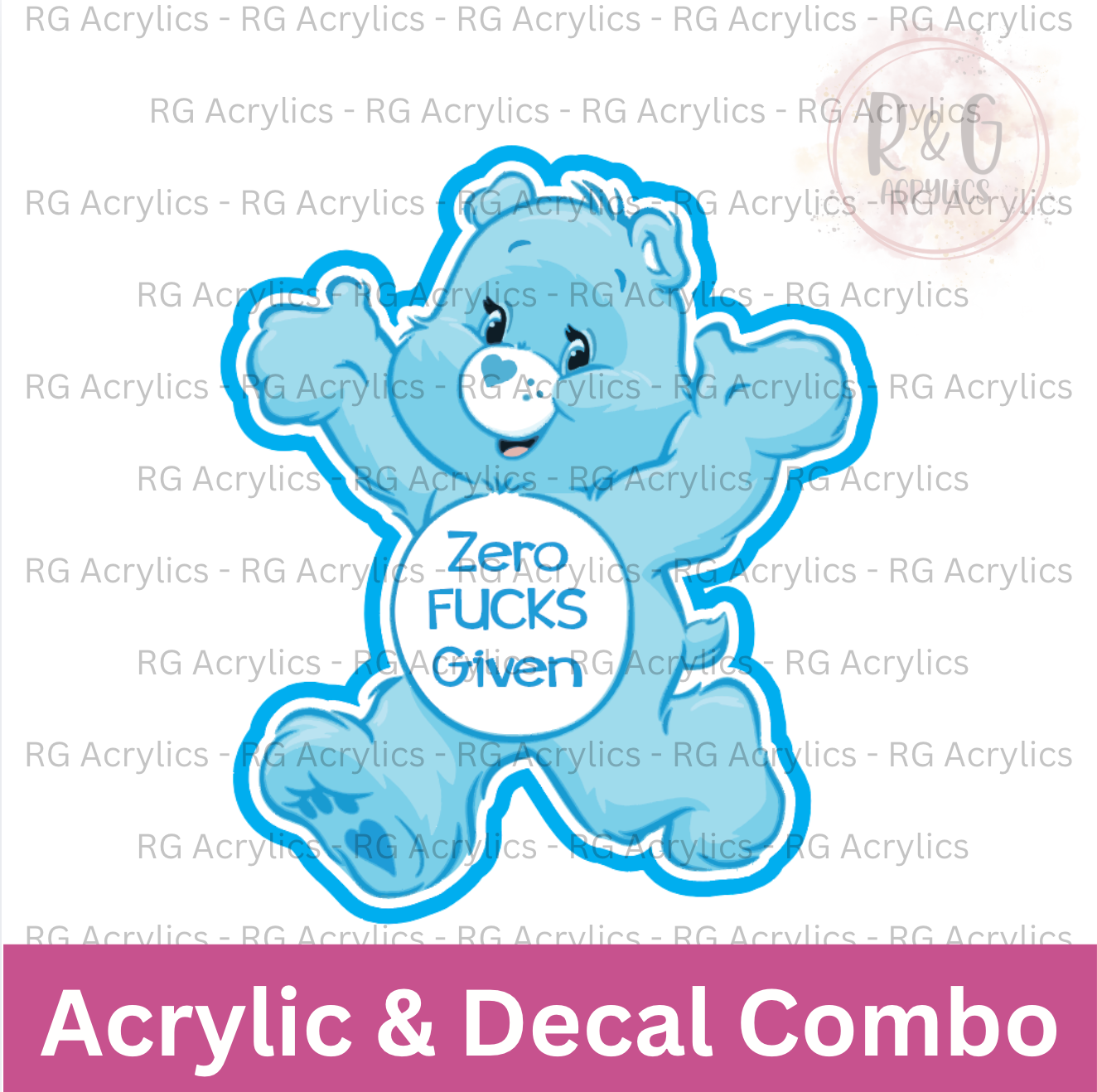 Zero Fucks Given - Swear Bear | Acrylic Blank & Vinyl Decal COMBO