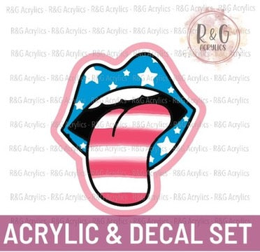 Stars & Stripes Mouth & Tongue | Acrylic Blank & Vinyl Decal COMBO