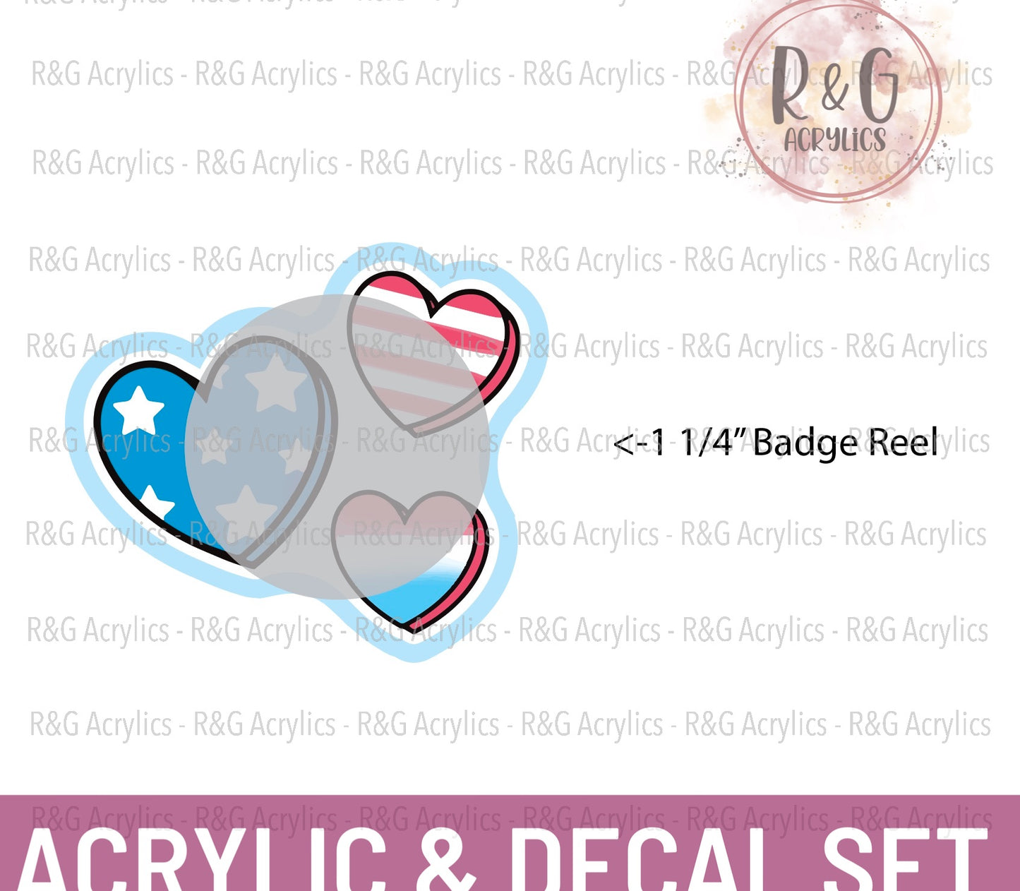 Stars & Stripes Hearts - Acrylic & Decal COMBO