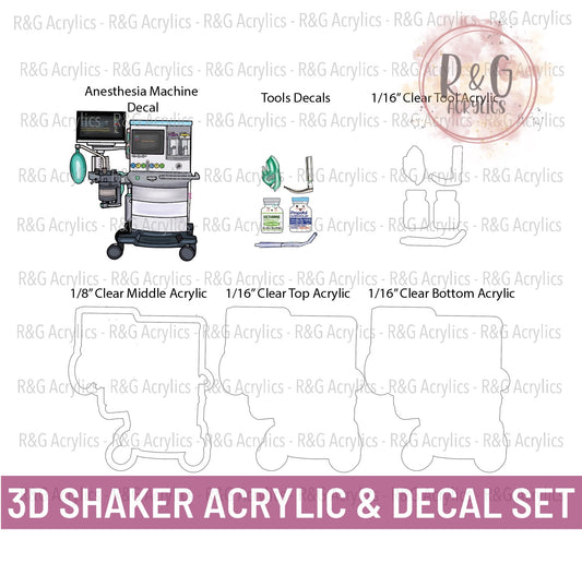 Anesthesia Machine - 3D Shaker Acrylic & Decal COMBO