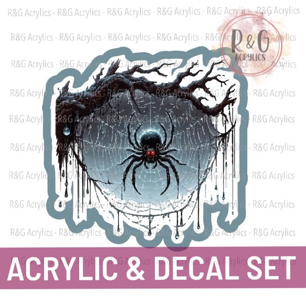 Creepy Spider Web | Acrylic Blank & Vinyl Decal COMBO