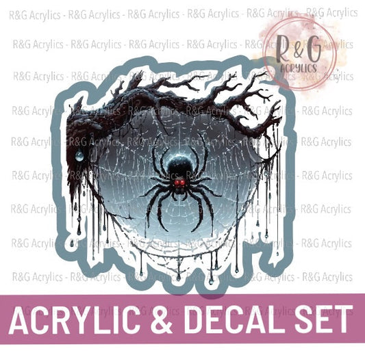 Creepy Spider Web | Acrylic Blank & Vinyl Decal COMBO