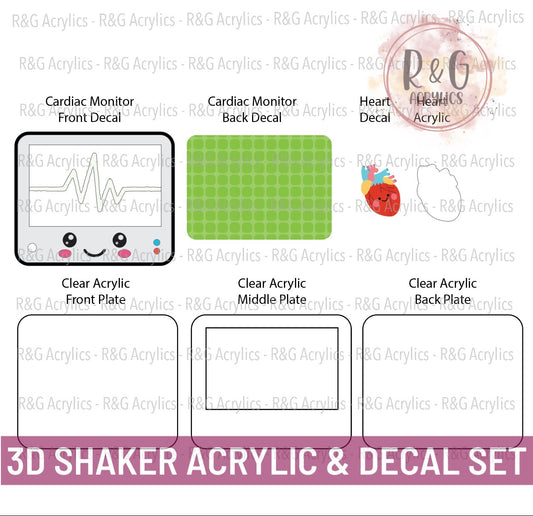 Cardiac Monitor - 3D Shaker Acrylic & Decal COMBO