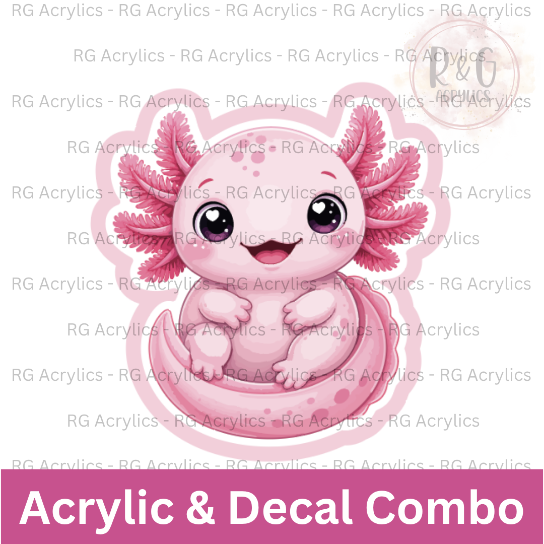 Axolotl Sitting | Acrylic Blank & Vinyl Decal COMBO