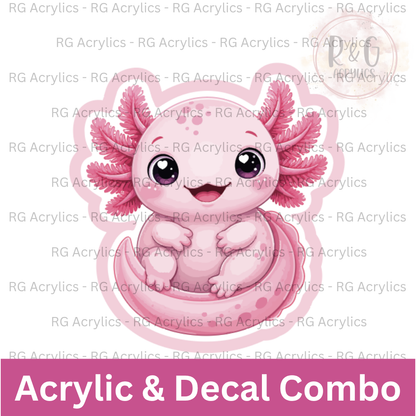 Axolotl Sitting | Acrylic Blank & Vinyl Decal COMBO
