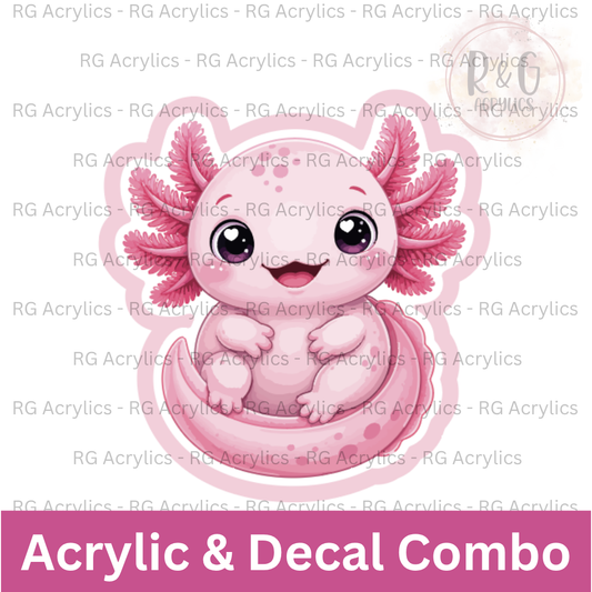 Axolotl Sitting | Acrylic Blank & Vinyl Decal COMBO