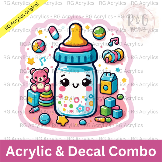 Baby Bottle and Toys  | Acrylic Blank & Vinyl Decal COMBO