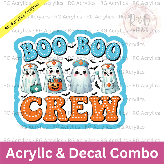 Boo Boo Crew - Nurse Ghosts | Acrylic Blank & Vinyl Decal COMBO