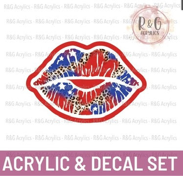 Patriotic Lips - Acrylic & Decal COMBO