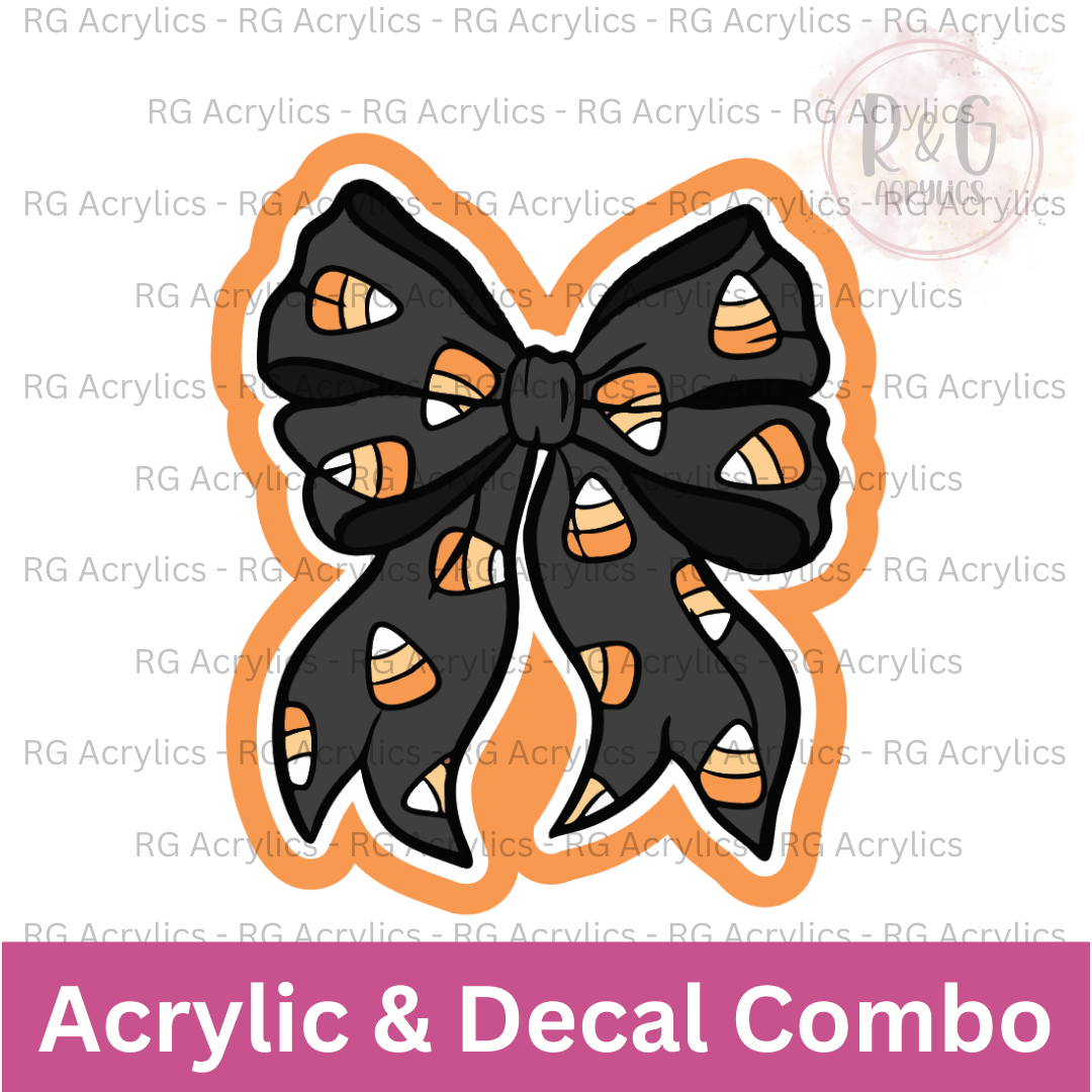 Candy Corn Halloween Bow | Acrylic Blank & Vinyl Decal COMBO