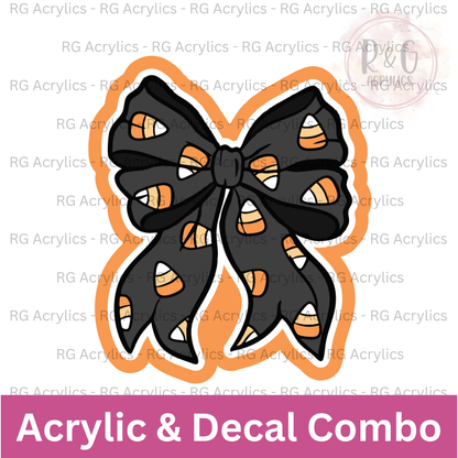 Candy Corn Halloween Bow | Acrylic Blank & Vinyl Decal COMBO