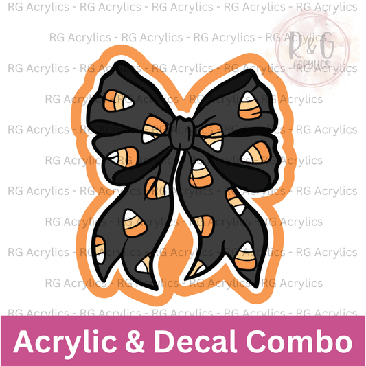 Candy Corn Halloween Bow | Acrylic Blank & Vinyl Decal COMBO