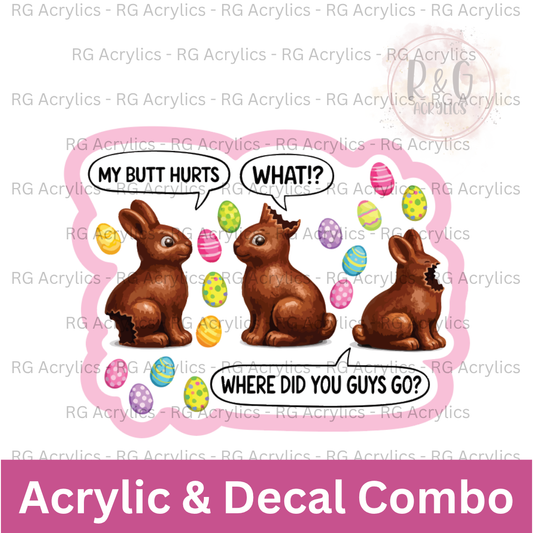 Chocolate Easter Bunnies | Acrylic Blank & Vinyl Decal COMBO