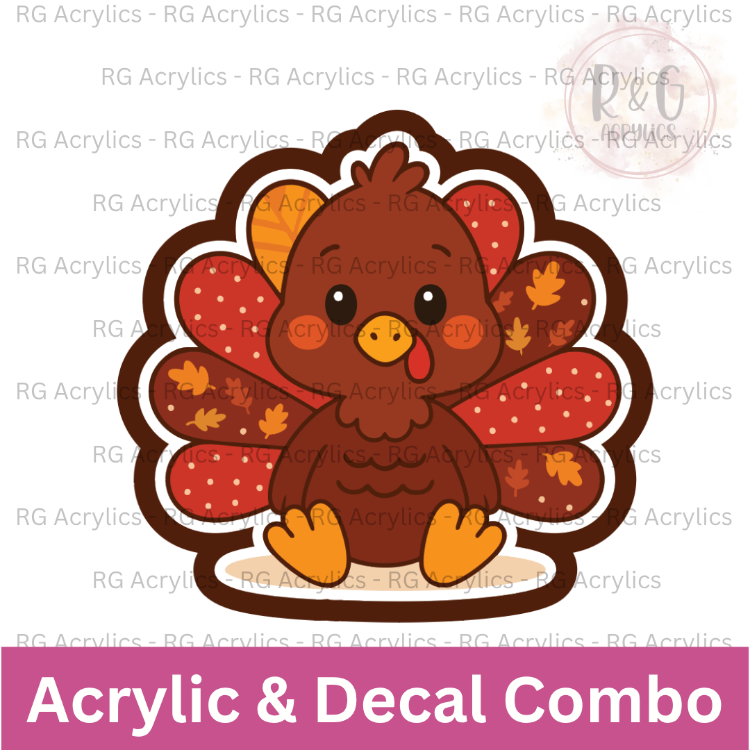 Cute Turkey  | Acrylic Blank & Vinyl Decal COMBO