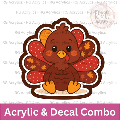 Cute Turkey | Acrylic Blank & Vinyl Decal COMBO