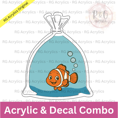 Fish In Bag - 3D Shaker Acrylic & Decal COMBO