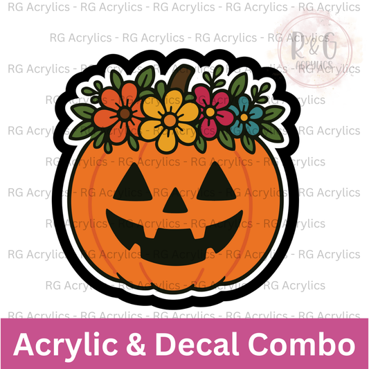 Floral Jack-o-Lantern | Acrylic Blank & Vinyl Decal COMBO