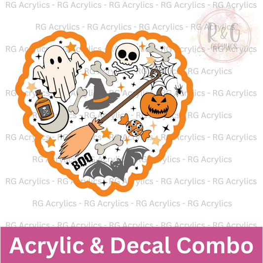 Halloween Symbol Heart - Acrylic & Decal COMBO