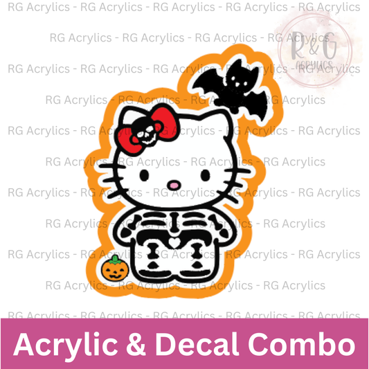 Hello Kitty Skeleton | Acrylic Blank & Vinyl Decal COMBO
