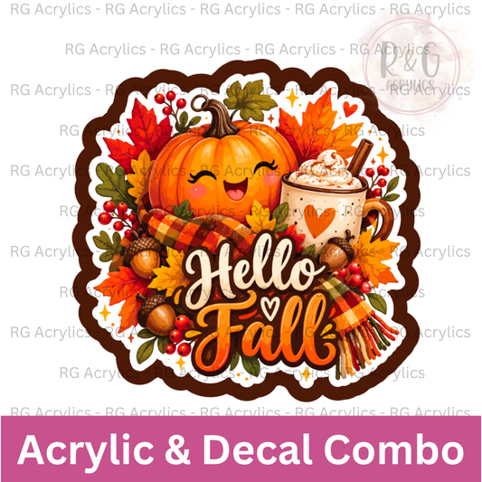 Hello Fall | Acrylic Blank & Vinyl Decal COMBO