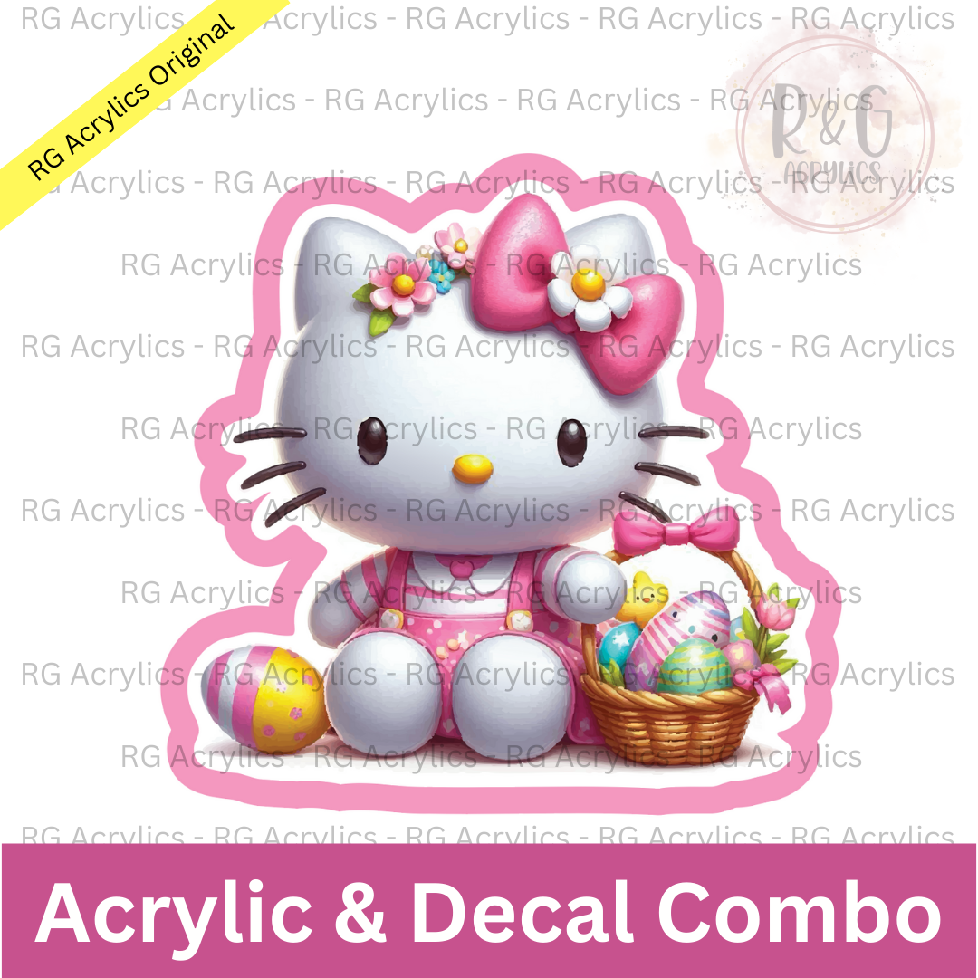 Hello Kitty Easter | Acrylic Blank & Vinyl Decal COMBO