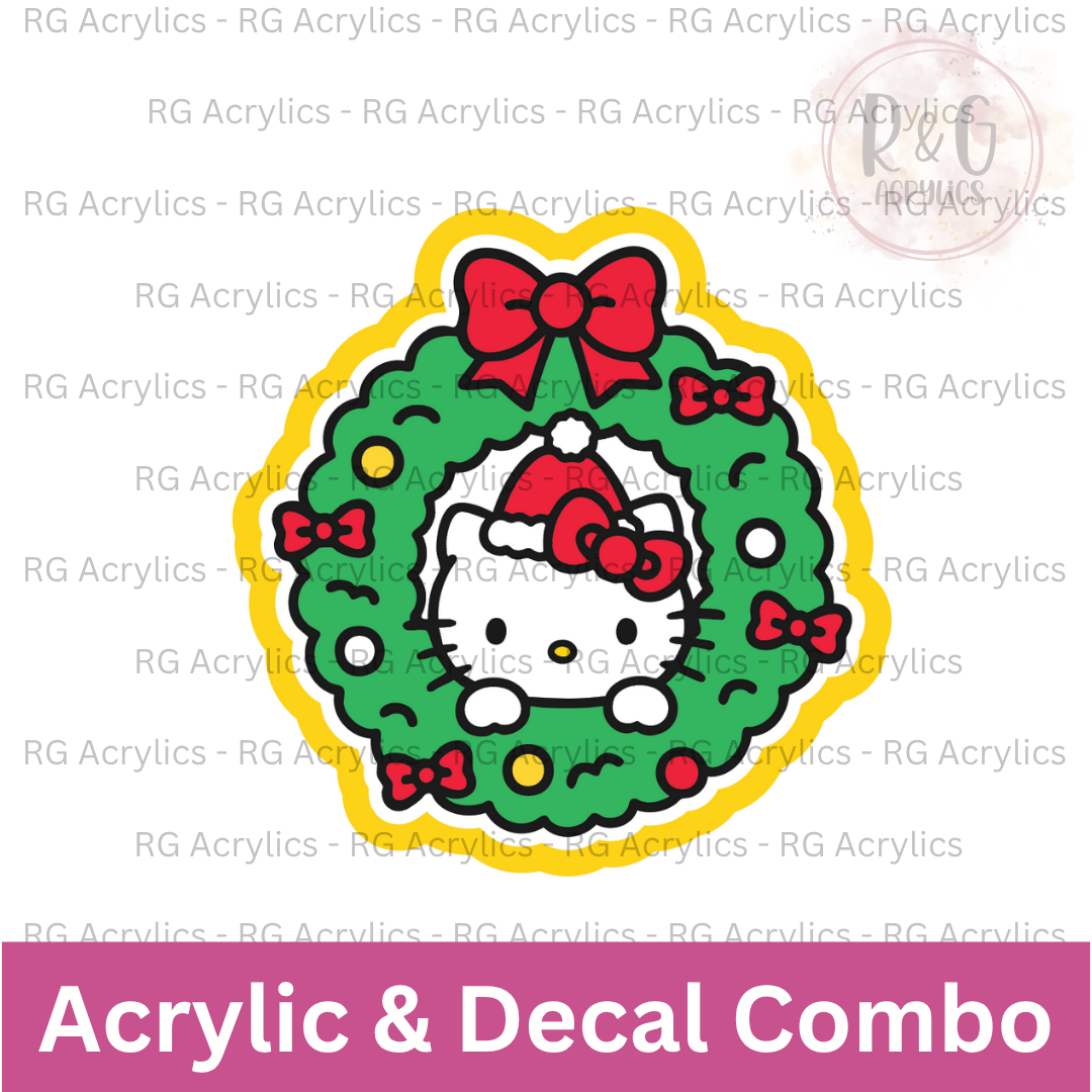 Hello Kitty Wreath  | Acrylic Blank & Vinyl Decal COMBO