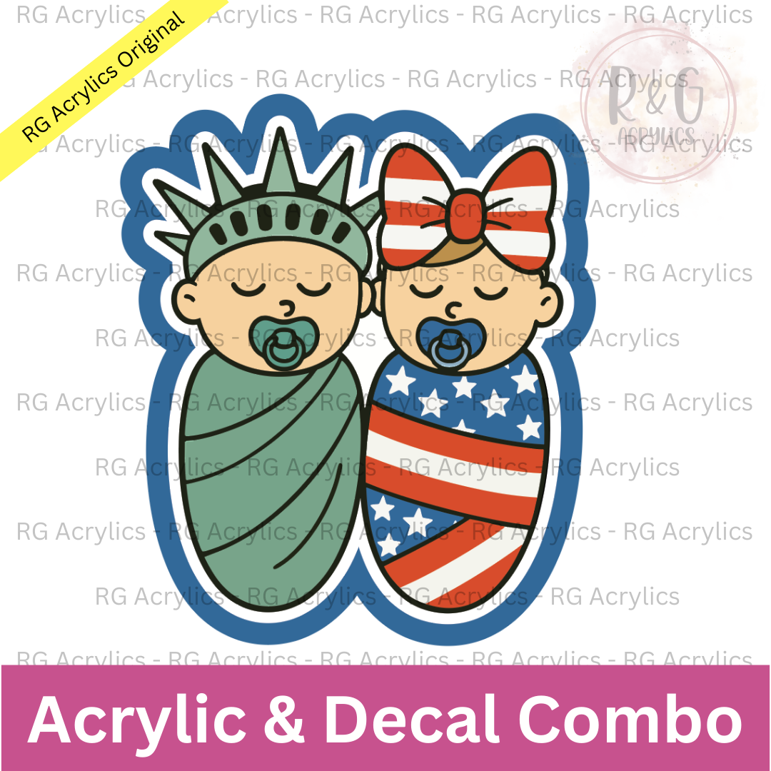 Lady Liberty & Stars Baby Duo | Acrylic Blank & Vinyl Decal COMBO
