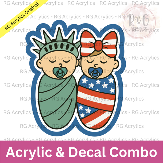 Lady Liberty & Stars Baby Duo | Acrylic Blank & Vinyl Decal COMBO