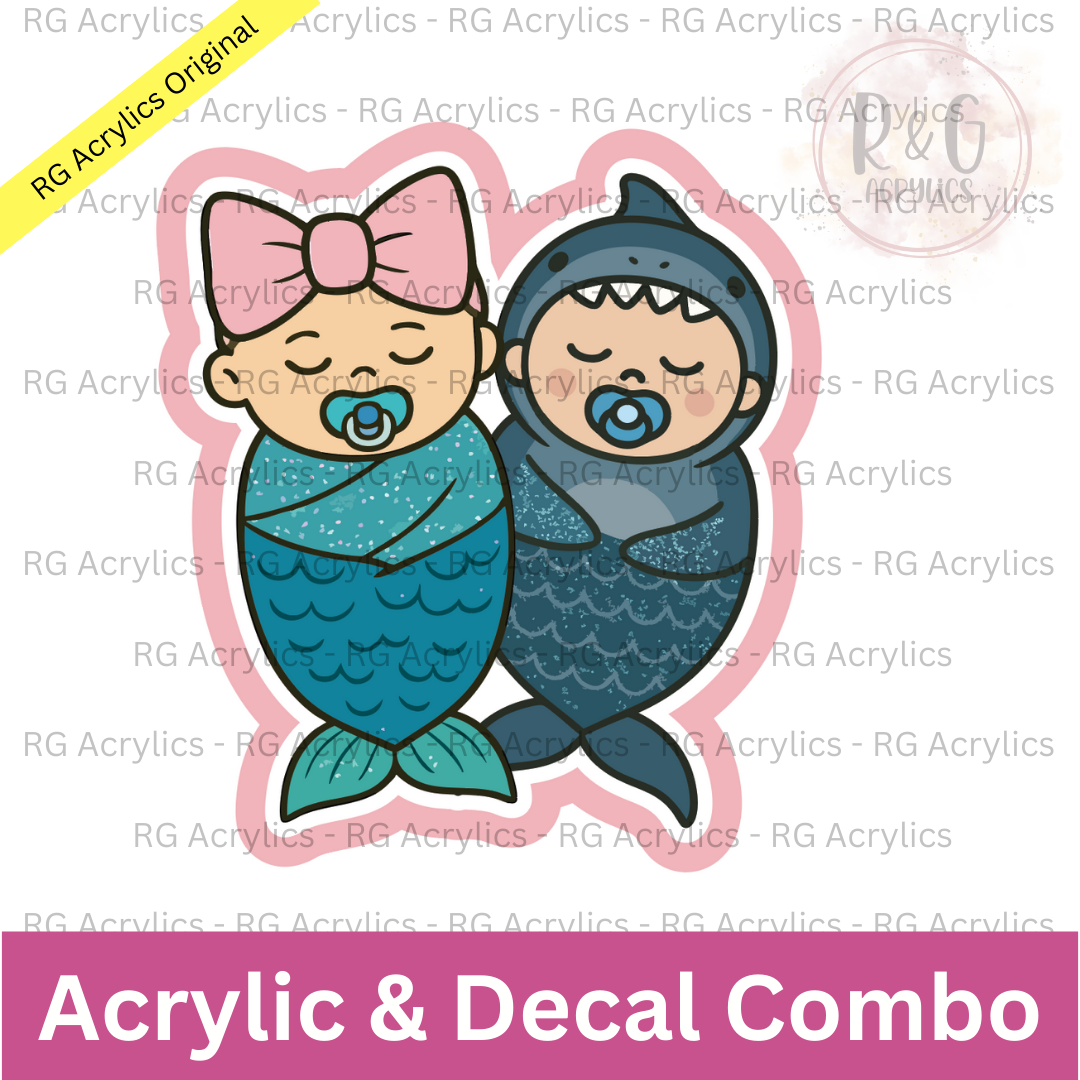 Mermaid & Shark Babies | Acrylic Blank & Vinyl Decal COMBO