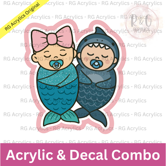 Mermaid & Shark Babies | Acrylic Blank & Vinyl Decal COMBO