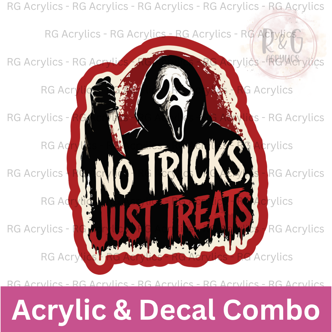 No Tricks Just Treats | Acrylic Blank & Vinyl Decal COMBO