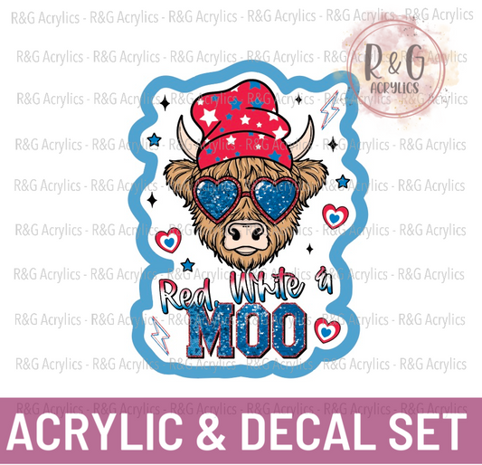 Red White & Moo - Acrylic & Decal COMBO