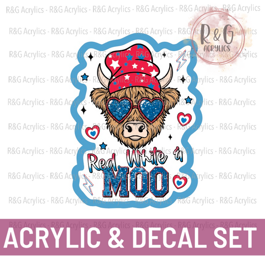 Red White & Moo | Acrylic Blank & Vinyl Decal COMBO
