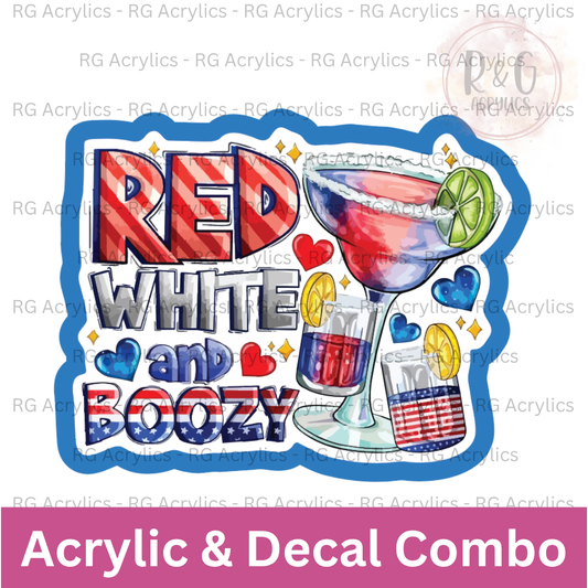 Red, White and Boozy | Acrylic Blank & Vinyl Decal COMBO