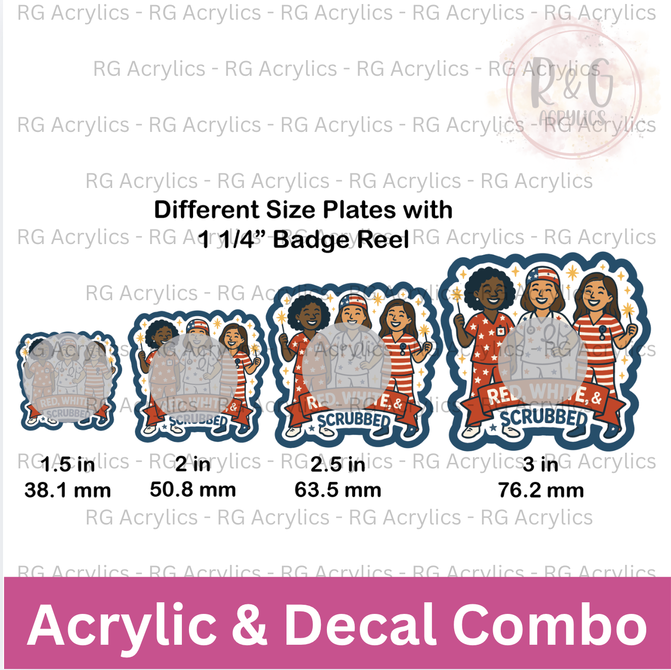Red, White, & Scrubbed  | Acrylic Blank & Vinyl Decal COMBO