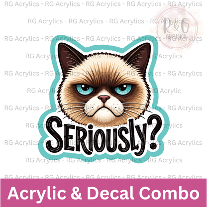 Seriously? Grumpy Cat | Acrylic Blank & Vinyl Decal COMBO