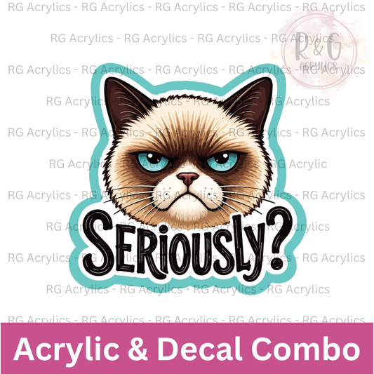 Seriously? Grumpy Cat | Acrylic Blank & Vinyl Decal COMBO
