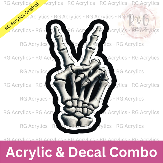 Skeleton Peace Sign - Acrylic & Decal COMBO