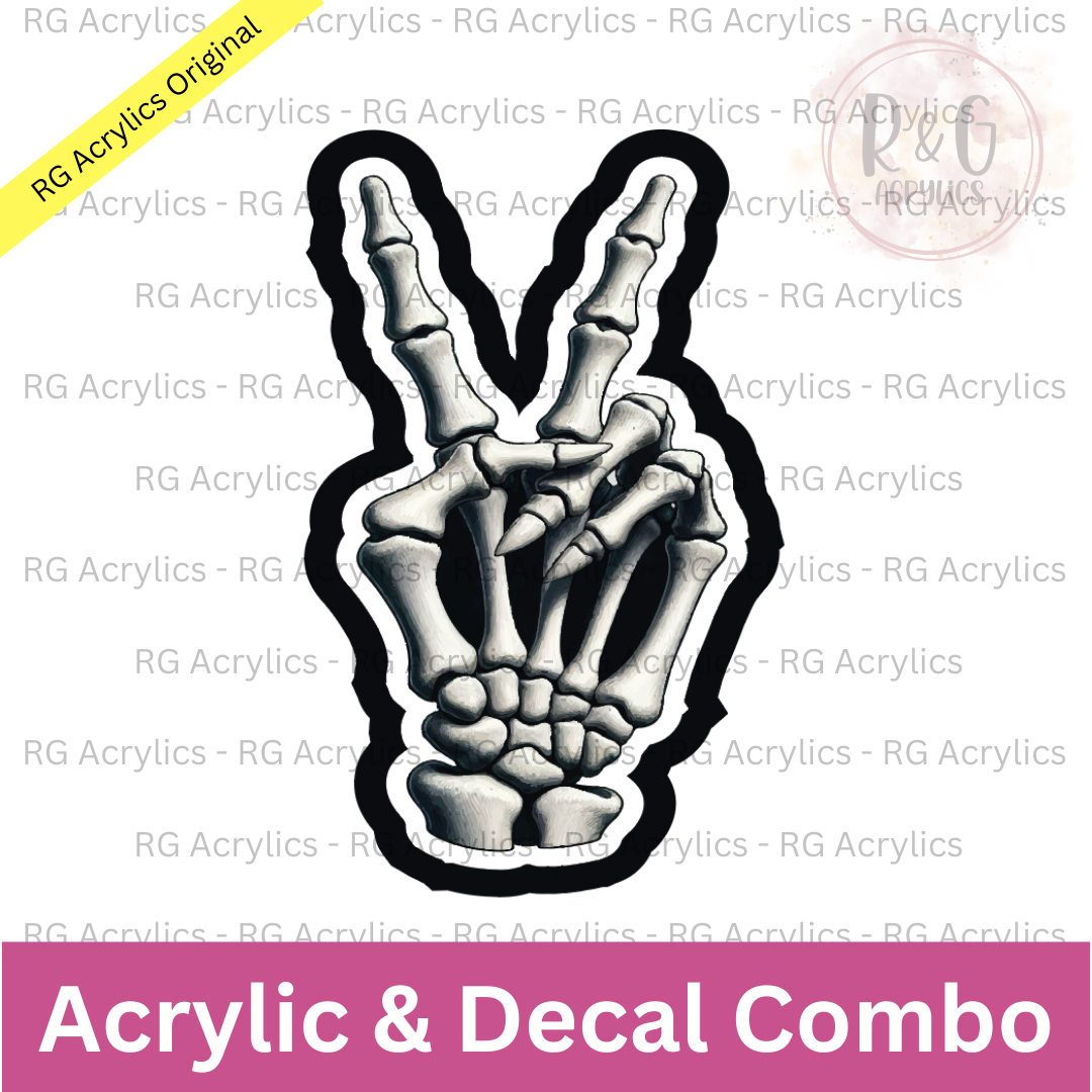 Skeleton Peace Sign | Acrylic Blank & Vinyl Decal COMBO