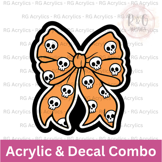 Skull Halloween Bow | Acrylic Blank & Vinyl Decal COMBO