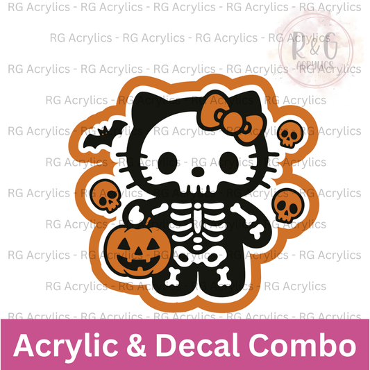 Spooky Skeleton Kitty | Acrylic Blank & Vinyl Decal COMBO