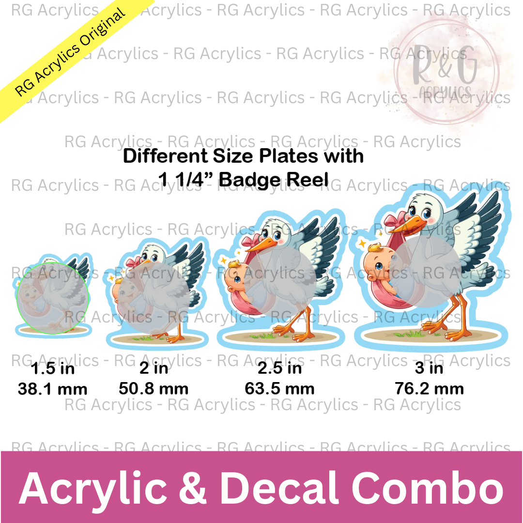 Stork Carrying Baby | Acrylic Blank & Vinyl Decal COMBO