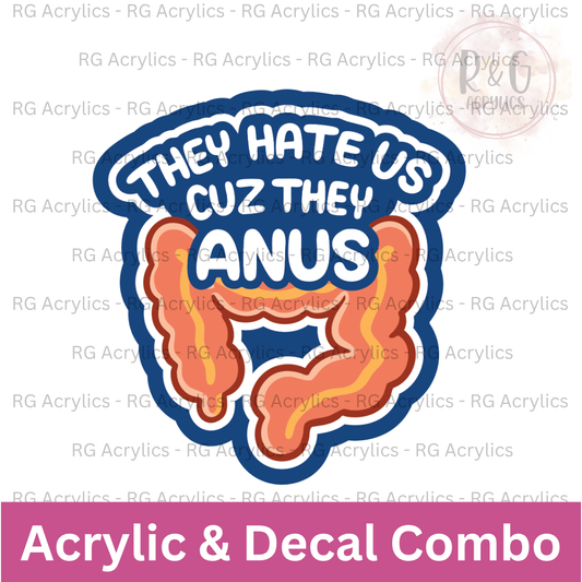 They Hate Us Cuz They Anus | Acrylic Blank & Vinyl Decal COMBO