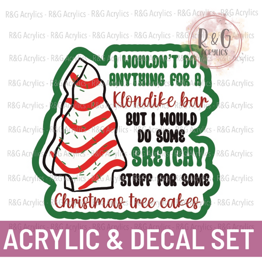 Sketchy Stuff For A Christmas Tree Cake | Acrylic Blank & Vinyl Decal COMBO