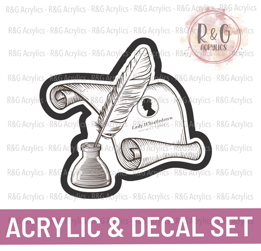 Lady Whistledown Pen And Scroll | Acrylic Blank & Vinyl Decal COMBO