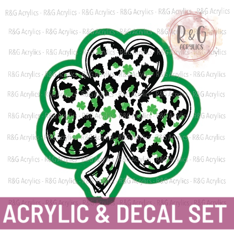 Leopard Shamrock - Acrylic & Decal COMBO